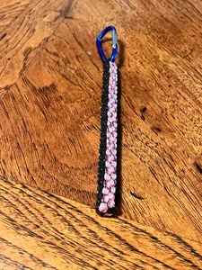Artisan Handwoven Helix Spiral Paracord Collectible Keychain - 5 1/2"(14cm), 2-String, Black & Multi Color, Compact, Gender-Neutral, Miniature, Pocket-Sized Keychains, Compact Keychain Keychains