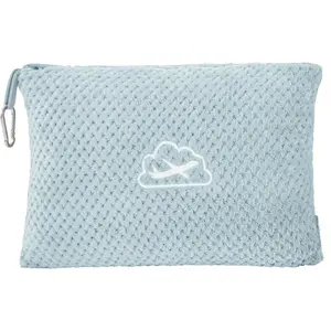 Travel Blanket with Bag, Ultra-Soft Jacquard Fleece Blanket with Luggage Sleeve & Backpack Clip, Airplane Blanket Travel Essentials, Blue