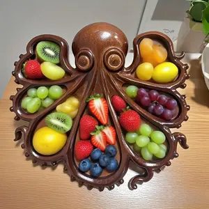 Unique Octopus Shaped Wooden Serving Platter, Sustainable Design for Cheese, Meat, and Fruits, Perfect Gift for Seafood Lovers and Party Hosting, Salad Serving Plates