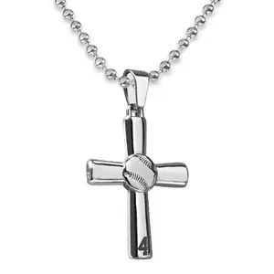 Everything Baseball Sports Jewelry Gift - Baseball Cross Pendant 20" Necklace with Custom Sports Number