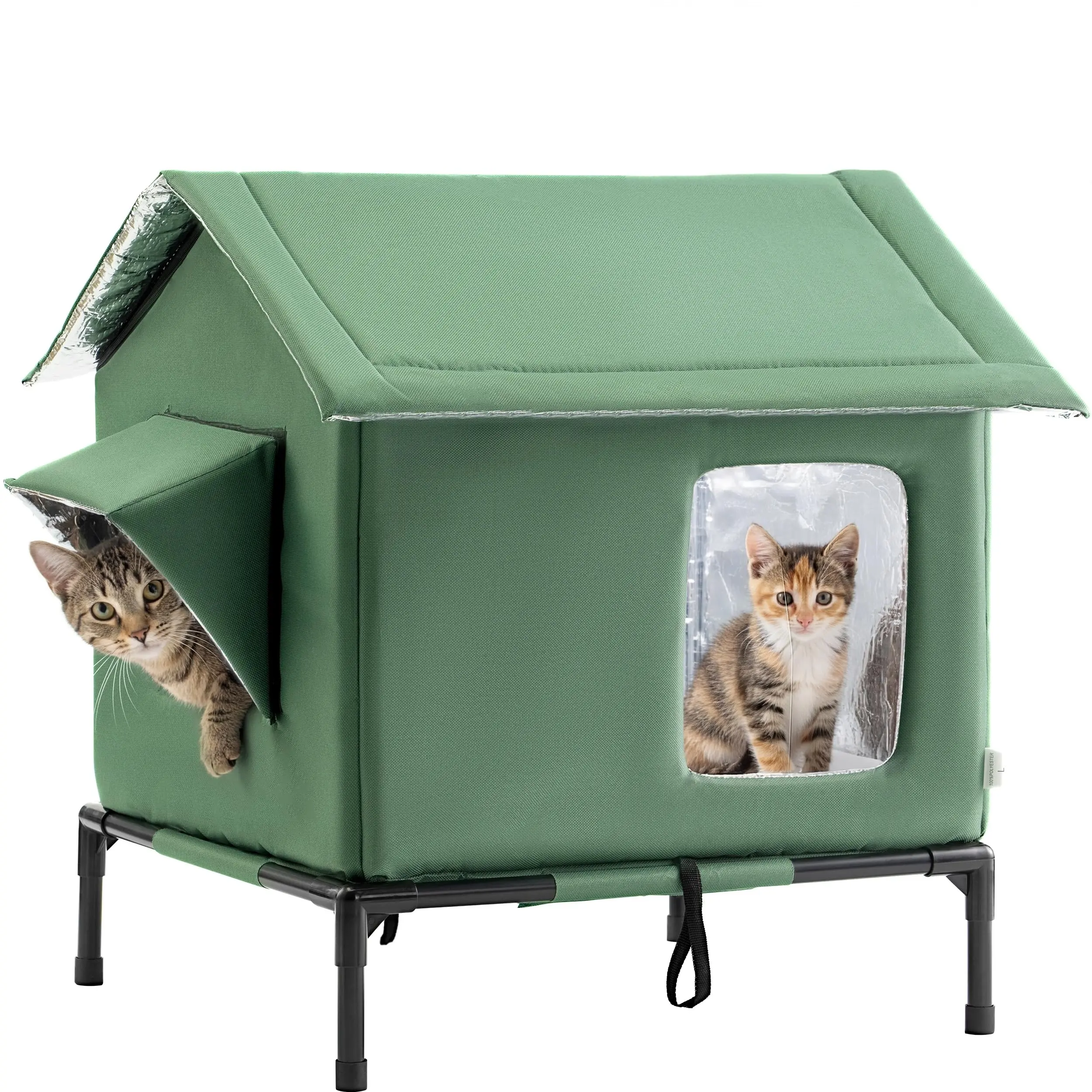 House Weatherproof - All-Season Insulated Cat Shelter for Stray & Feral Cats, Spacious 17.7" L x 15.7" W x 21.6" H Interior, Waterproof & Windproof Design for Yard, Porch, Garage Kittens Enclosed, Enclosure