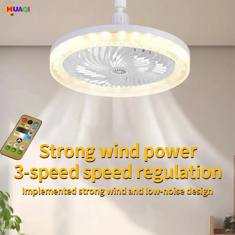 Smart Remote Control E27 Screw Base Crystal Mesh Fan Light, LED Ceiling Fan Lamp, Silent Home Use, Three Color Changing, Brightness Dimmable Pendant Light, Home Decor Lighting