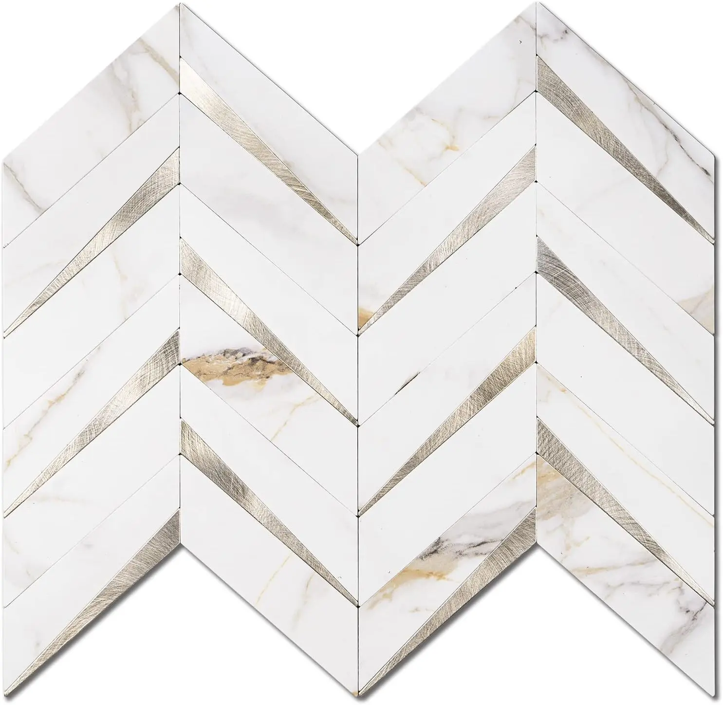 STICKGOO 10Pcs Herringbone Peel and Stick Backsplash, Tiles Sticker, Self Adhesive Wall Tile for Kitchen/Bathroom Decor Decorative Ornaments - White