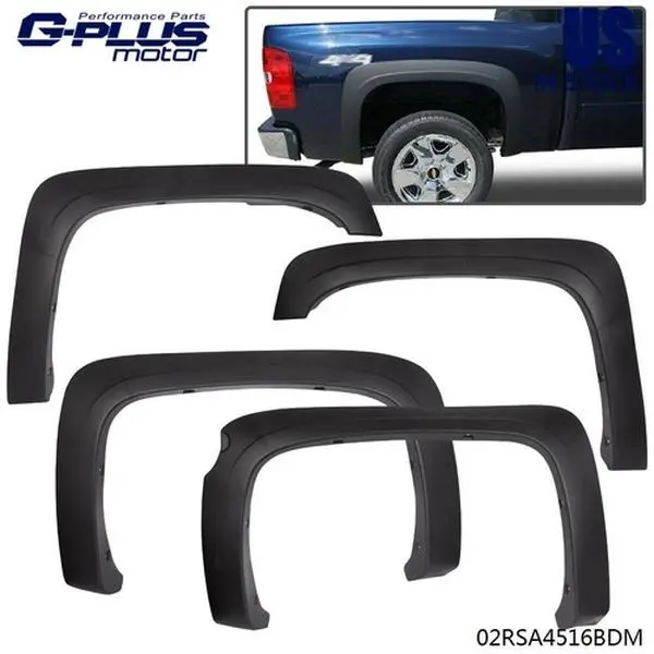 G-Plus Black Truck Fender Flares Set, Automotive Car Exterior Wheel Protector Accessories, Compatible with 2007-2013 Chevy Silverado 1500 Crew Cab with 5.8' Bed