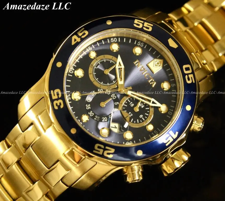 Brand New Invicta Men's Pro Diver Scuba Chronograph Stainless Steel Watch - 48mm Blue Dial, Quartz Movement, Arabic Numerals, Casual Classic Fashion Men's Watch 0073
