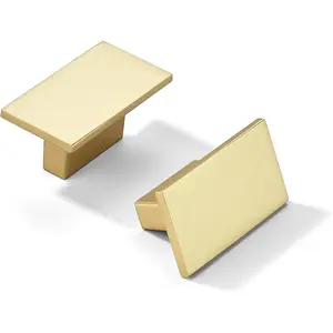 20 Pack Square Zinc Matte Gold Cabinet Knobs for Drawers and Cupboards-Screw-On,1-9/16 Inch Diameter,Brushed Gold Finish,5/8 Inch Hole Center(Perfect for Kitchen & Furniture Hardware)