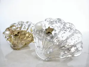 Shiny gold or silver shell pearl star alligator hair claw clip clamp