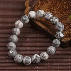 【Map Jasper】Grey Picasso Mapstone  bracelet, fashionable and stylish design bracelet