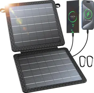 10W portable solar charger with foldable design, 24% high conversion efficiency, dual USB outputs, waterproof/dustproof/shockproof, universal compatibility