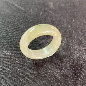80002 Burma Myanmar jadeite Yellow Green Natural A Jade Ring Size 4