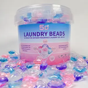 5-In-1 Laundry Pods, Laundry Beads, 50pcs Bag Pack, Net Weight 800g, Bucket Pack Approx 100pcs, Long-Lasting Scent, Eco-Friendly Detergent Balls