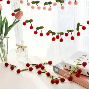 12 Piece Cherry Plush Balls, Colorful Fruit Garland for Parties, Weddings, Valentine's Day, Spring Summer Room Decor, Decorative Fruit Ornaments, Decoration