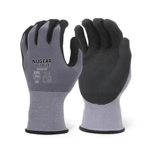 12 Pairs - Nugear NBK3416 Microfoam Nitirile Coated Nylon Gloves work glove