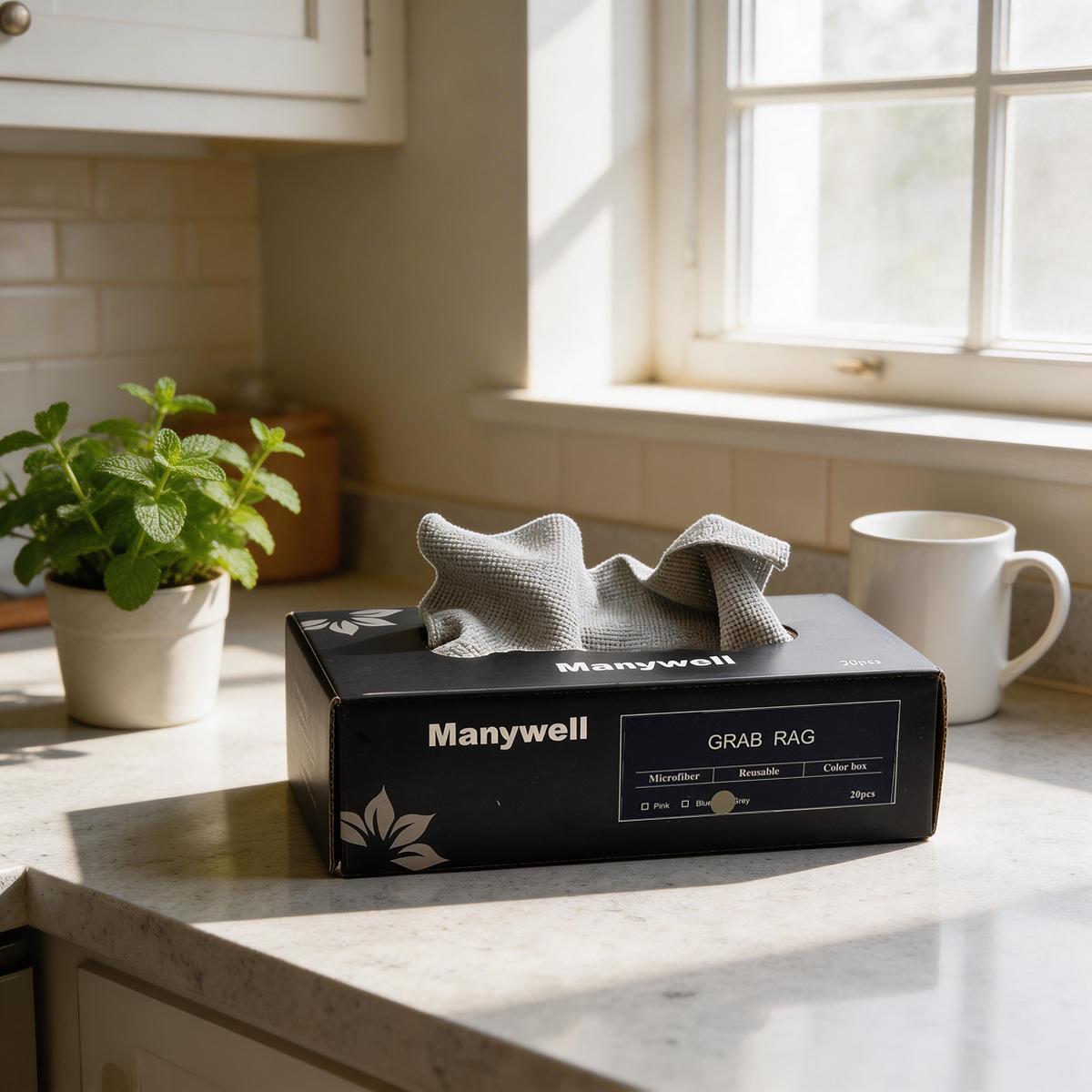 Each box contains 20 cleaning cloths, convenient hand towels, absorbent kitchen rags, measuring 8.66 inches * 8.66 inches, reusable, multifunctional household cleaning cloths and towels, suitable for the kitchen, bathroom, living room, and dining table.