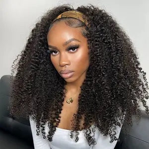 [New In] Wiggins Hair Curly Headband Wigs Human Hair Short Curly Wig Jerry Curly No Lace Glueless Wigs Beginner Friendly DIY Stylist Wig