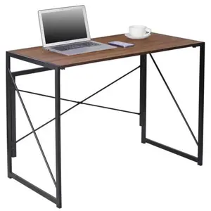 ZENSTYLE 39" Folding Computer Desk Writing Study Desk Laptop Table for Home Office Brown