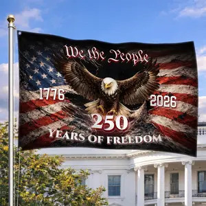 We The People Eagle 250 Years of Freedom House Flag