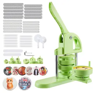 VEVOR 2-in-1 Button Maker Machine, 1.26/2.28 in Plastic Pin Maker with 200 Button Parts, Circle Cutter, Magic Book, Reinforced Ergonomic Handle, ABS Tool for DIY Badges, Personalized Pins/Gifts, Keychains, Magnets, Bottle Openers, Green