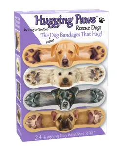 Hugging Paws Rescue Dog Themed Bandages - Fun Dog Bandages That Actually Hug! Featuring Paintings of Actual Rescue Dogs! French Bulldog, Poodle, Lab, Mix 24CT