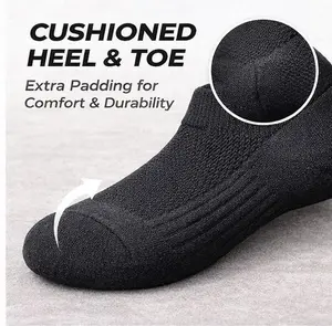 Premium ankle socks with breathable mesh, cushioned heel and toe areas, suitable for running and casual wear.
