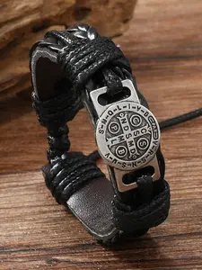 New Vintage Men's Handmade Leather Bracelet, Simple Retro Pull-Adjustable Wristband, Stylish Handcrafted Jewelry Accessory, Adjustable Bracelets