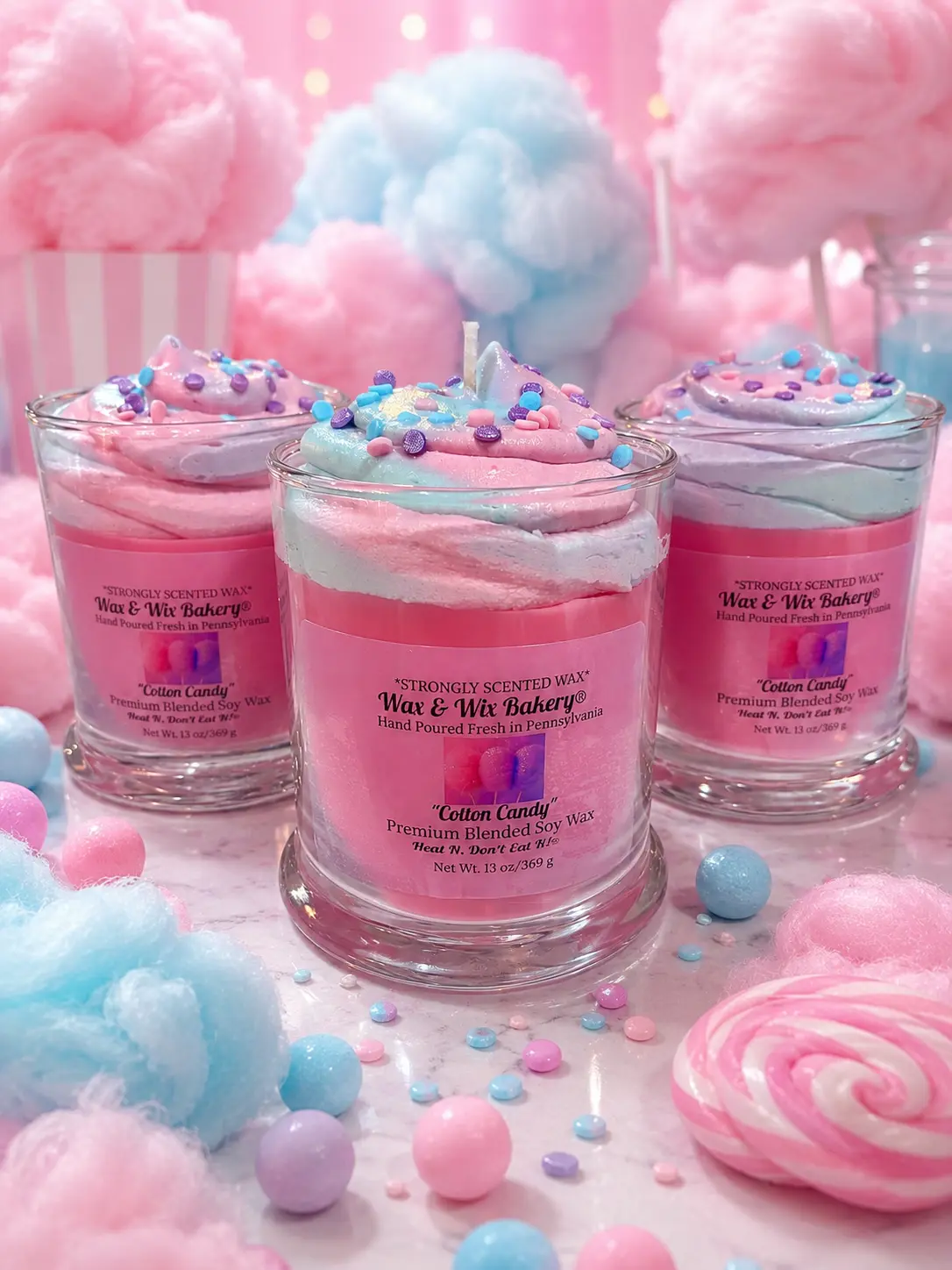 Cotton Candy Candle. 13 oz. Soy Candle. Sweet Candle. Summer Candle. Strongly Scented Candle. Food Inspired Candle