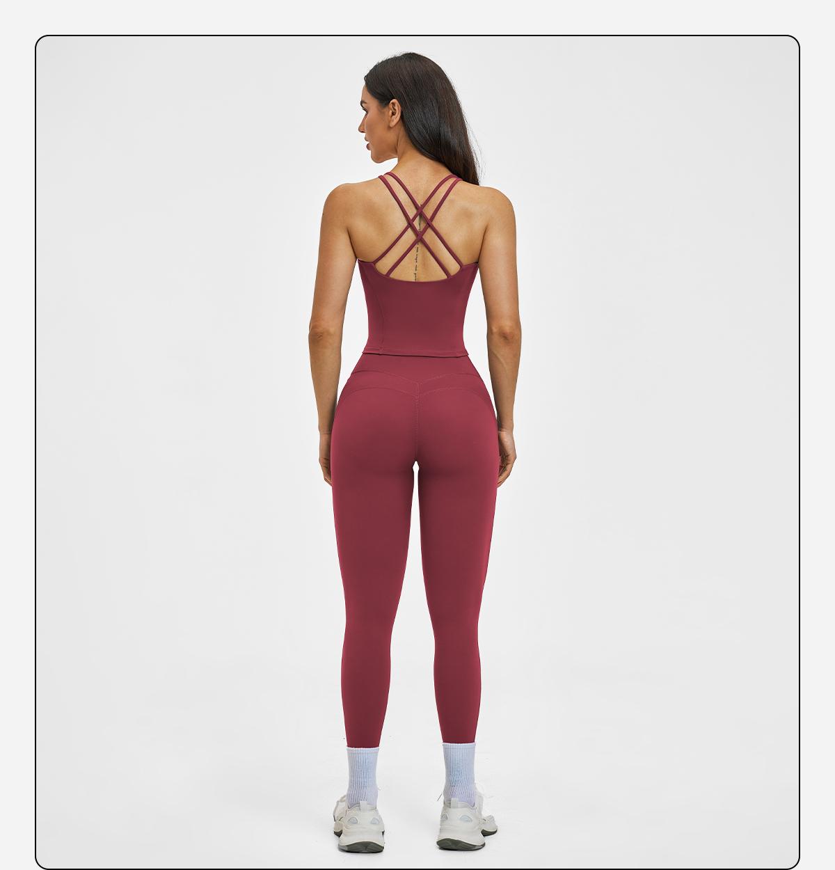 MFVIM Women’s Spring/Summer Fuzzy Sports Set – Crossback Design, Premium Feel Fitness Outfit for Outdoor Casual Running and Yoga