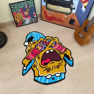 Unusual Shape Creative Anime Print Carpet, Casual Style Plush Fluffy Area Rug for Living Room Bedroom Balcony, Easy Care Large Area Mat