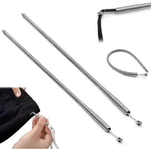 5 count Spring Drawstring Threader Tool Bendable Rope Threader Clip Multi-Purpose Hoodie String Threader Drawstrings Replacement Tool Hand Sewing, Spring Loop Threader for Sweatpants Shorts Jackets