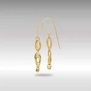 14K Gold Oval Link Dangle Earrings - Model TF2161