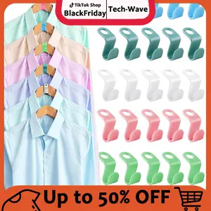 Space Saving Hanger - Clothes Connector Hooks, Stacking Space Saver, Suitable for plastic hangers, Plastic Closet Organizers and Storage Extender for Heavy Duty Cascading Connection