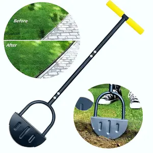 VIGEROSO Half Moon Saw Tooth Lawn Edger Long Handle Garden Tool for Sidewalk and Flower Bed Maintenance Lawn Edging and Trimming