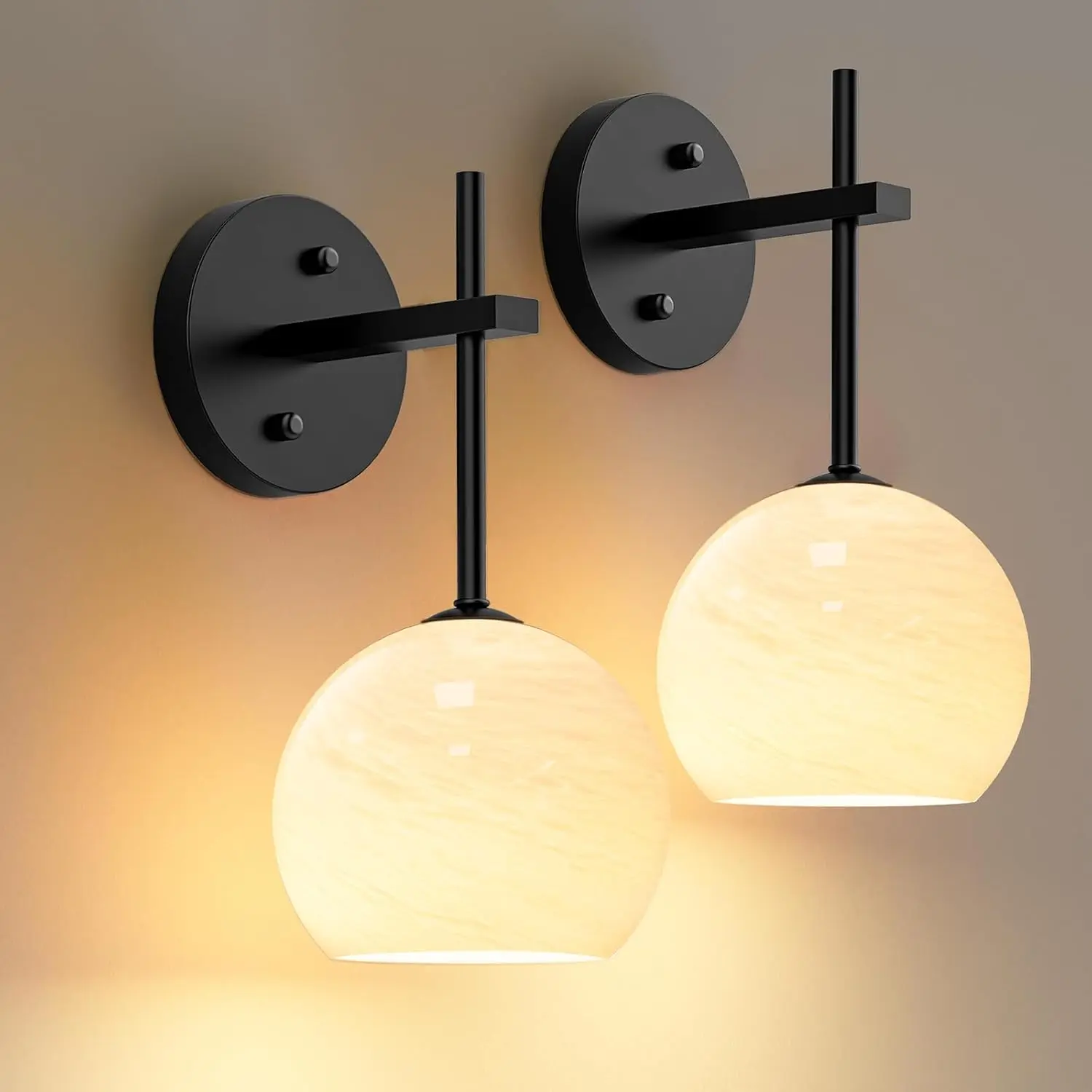 Rechargeable RGB LED Wall Sconces (Set of 2), Wireless 350lm Bright Glow Lights with Remote Control, Glass Shade, Adjustable CCT for Bedroom, Living Room, Rgb Led Lights