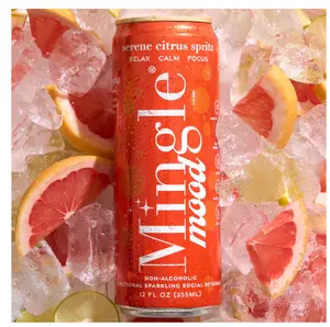 Mingle Mood Citrus Spritz Functional Beverage – Refreshing Citrus Flavor with L-Theanine, Ashwagandha & Lion's Mane, Alcohol-Free Botanical Drink, Daily Wellness Beverage