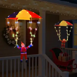 Solar powered decorative LED lights, Merry Christmas, eaves hanging decorative lights, parachute light string, LED holiday with Santa Claus lighting decoration, Party Light, shopping malls, parks, courtyards, outdoors, parks, decorations