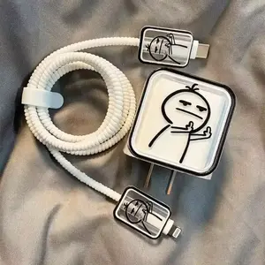 Charger Case Cover and Cable Protector with Cartoon Design for iPhones Cellphone Charging