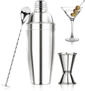 24OZ Cocktail Shaker Set - Cocktail Bar Martini Drink Shaker Set with Strainer, Stainless Steel Bartender Kit Drink Mixer with Jigger, Mixing Spoon, Bar Accessories for Beginners