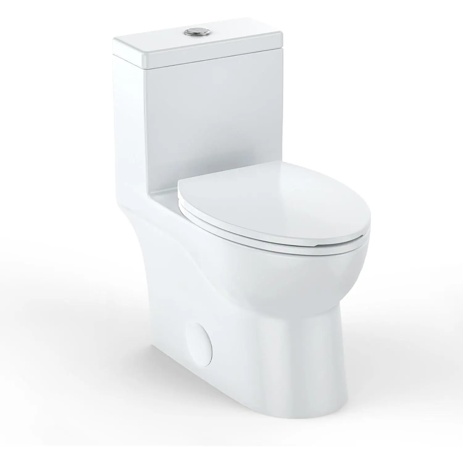 GARVEE Elongated One Piece Toilet for Bathrooms, Top Dual Flush Toilet with Quick Release Locking Seat, Modern Ceramic Toilet for Family or Guest Bathroom