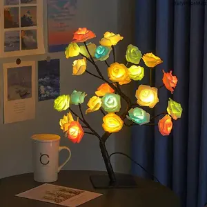 Rose Flower Tree Night Light - USB-Powered Bedroom Table Lamp, Romantic Touch Lighting Solution, Mothers Day Gift Ideas, Mom & Father's Day Gifts
