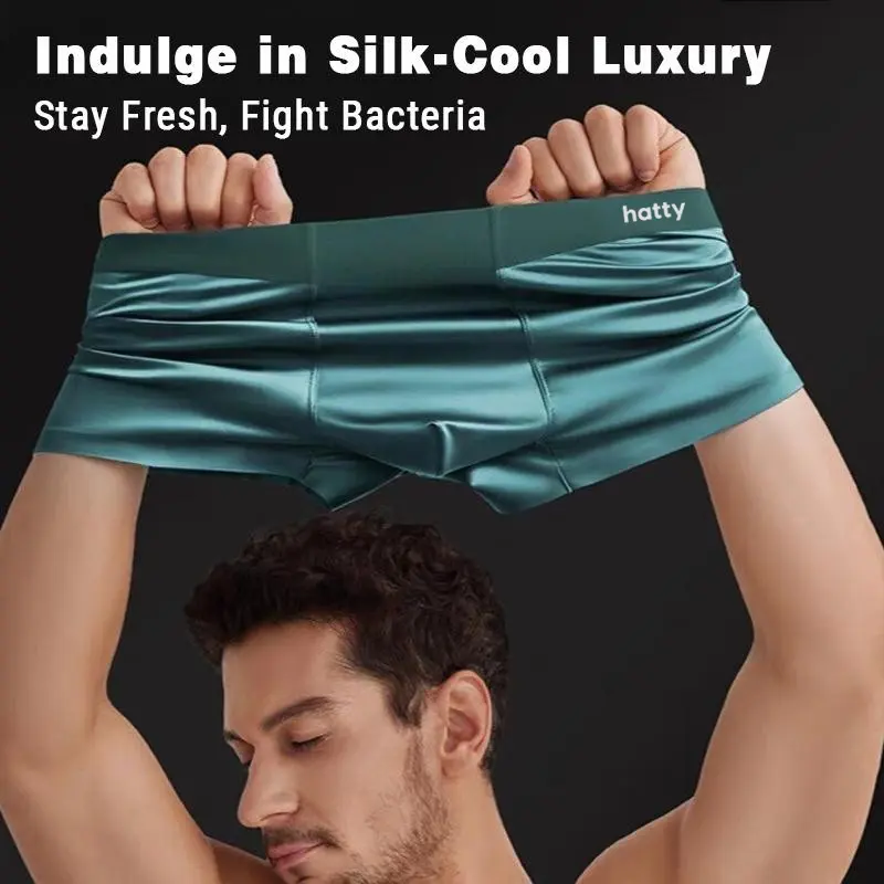 Ice Mulberry Silk Men's Boxer Briefs Antimicrobial Silk Men's Underwear