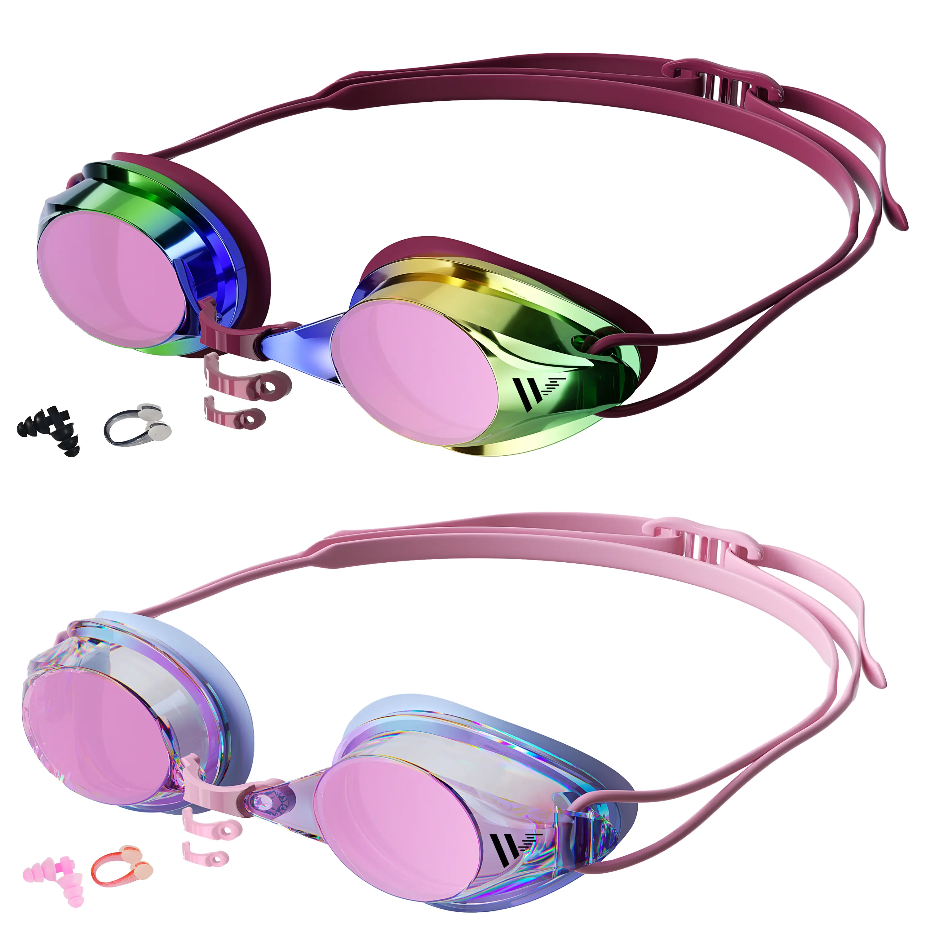 WENWASNO Professional Racing Sports Goggles for Unisex Adults, Wide View Mirrored Eyewear with Anti-Fog Lens, UV Protection, Secure Seal Leak-Proof Design, Splash Swim Goggles, Goggles Set