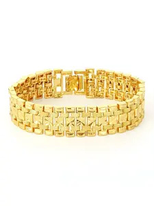 Men's Wedding Gift Jewelry, 18k Gold Plated Wide Bracelet, Unique Korean Style, Personalized Men's Accessories, Bridal Party Souvenir