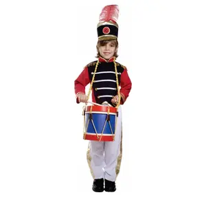 Marching Band Costume Dress For Kids - Red Uniform Jacket, White Pants & Feathered Hat Boys Costume For Halloween, Role Play , Pretend Play Fun, Theme Party & Cosplay Costume Party