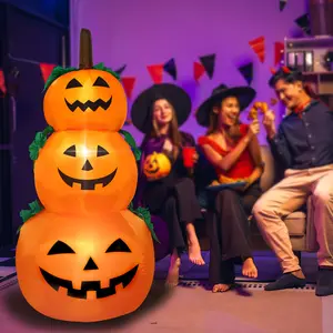 Halloween Inflatable 3-Layer Stackable Pumpkin with Built-In Lights, Party Led Lights, Scene Decoration, Room Decor, Home Decor, Party Supplies, Ipx4 Waterproof