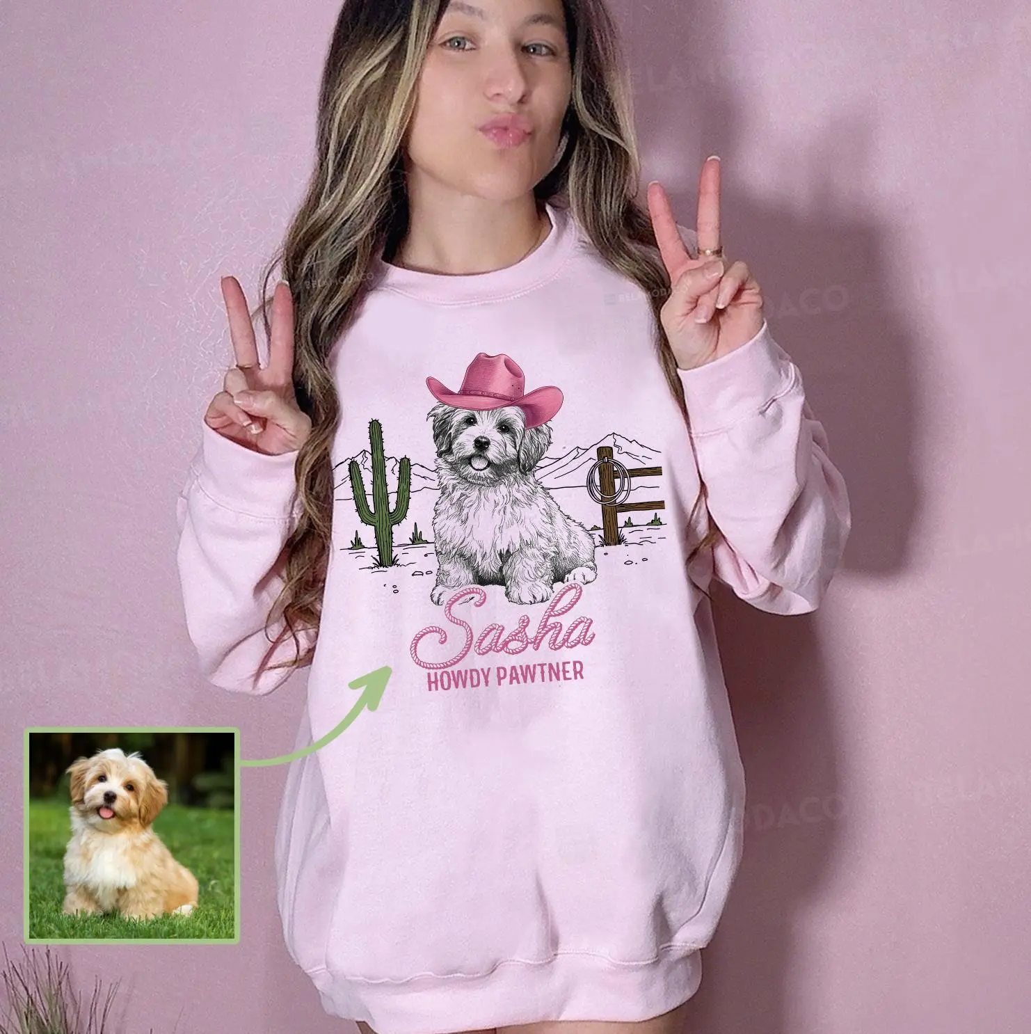 Custom Western Personalized Dog Sweatshirt or T-Shirt, DTG Printed