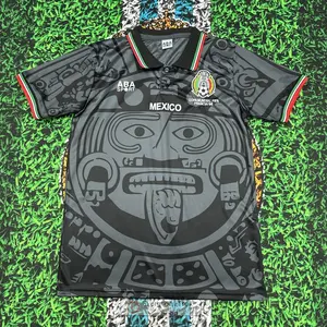 1998 Mexico Soccer National Team Home BLACK Nostalgia Soccer Jersey #2 Suarez #3 Sanchez Classic Breathable Quick Dry Soccer Jersey