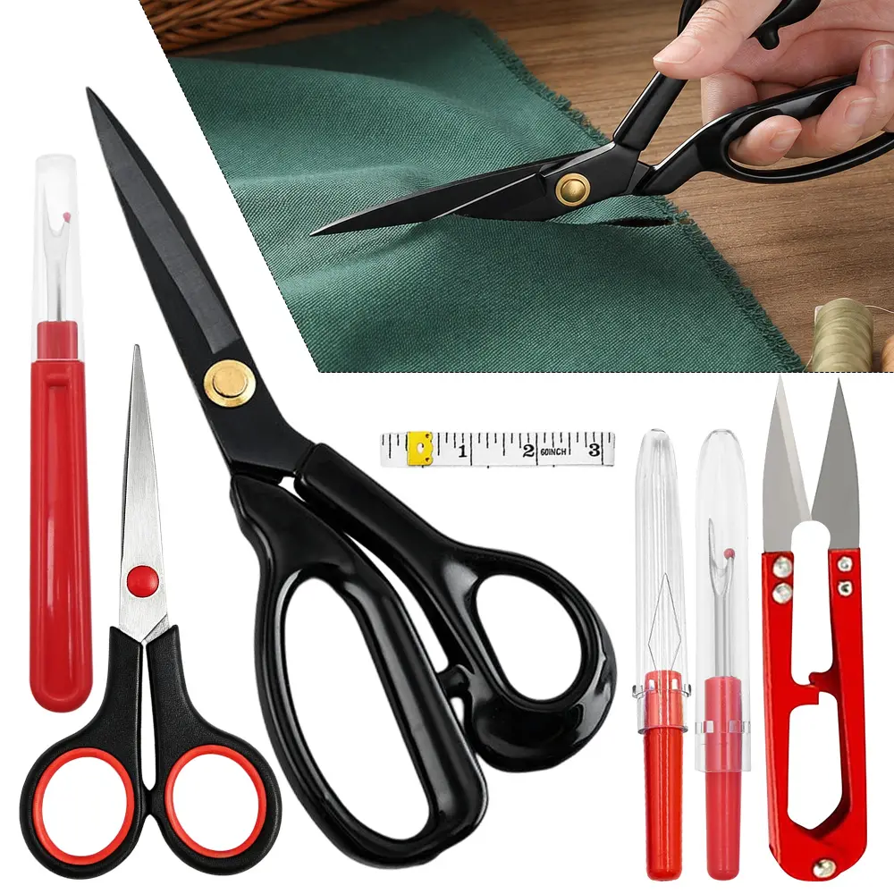 7 Pack Heavy Duty Fabric Scissors Set, 9 Inch Professional Tailor Sewing Shears, Sharp Durable Cutting Scissors for Fabric, Leather, Cloth, Ideal for Home, Office, Tailors, Sewers, Crafts & DIY Handmade Projects