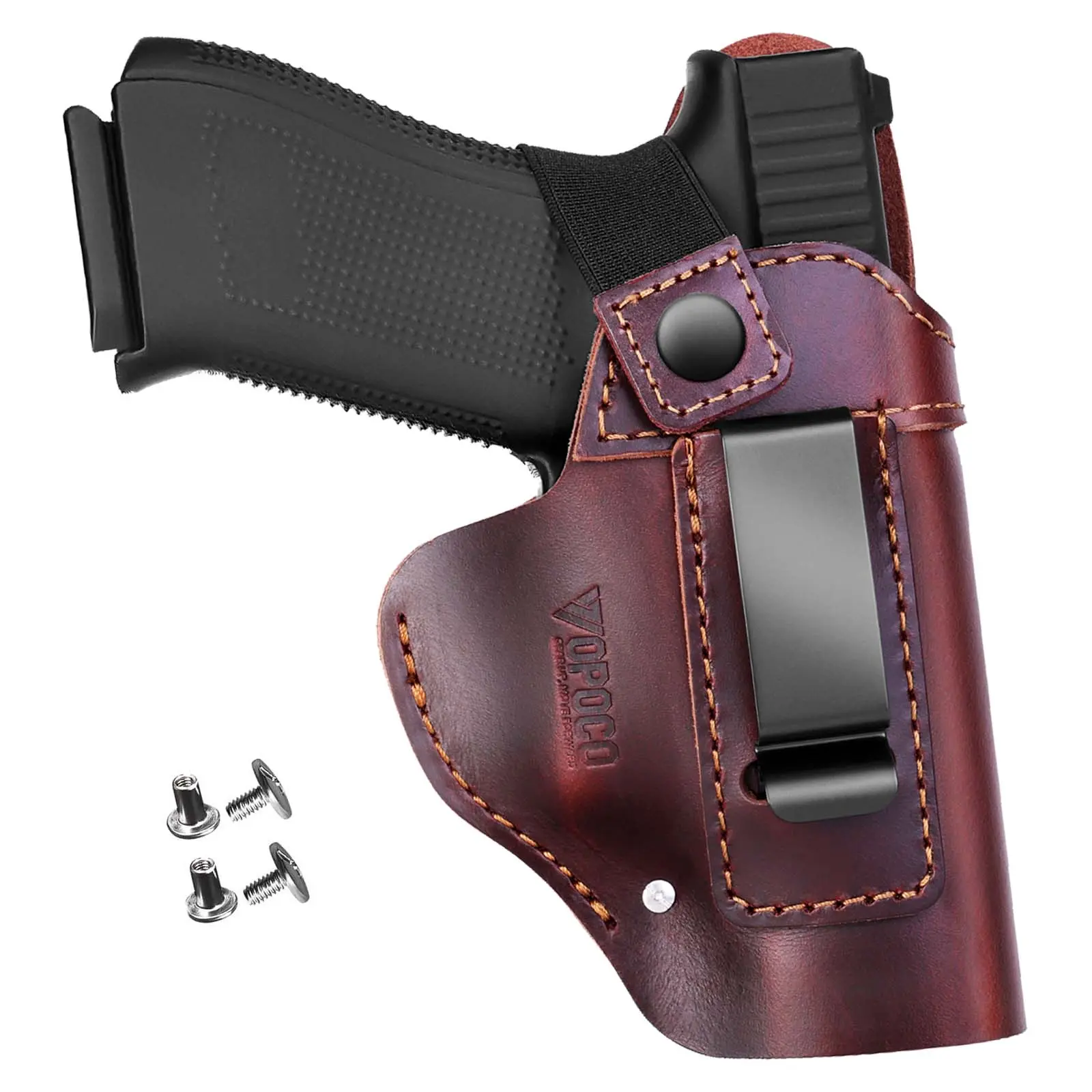 EIGIIS Premium Genuine Leather IWB/OWB Right Hand Holster for Men, Concealment Under Shirt Universal Pistol Holder for Hiking, Camping, Fits Glock 17 19 43, Sig P365 P320, Taurus G2C G3C, Ruger, M&P Shield, Shooting Belt Clip Holster, Cowhide