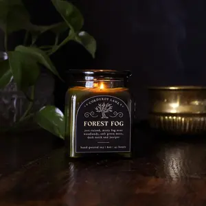 Forest Fog | Apothecary Candle, Green Glass, Spooky Gothic Dark Academia Book Lovers Gift