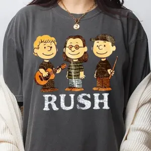Rush x Peanuts Retro T-Shirt Geddy Lee, Lifeson, Peart